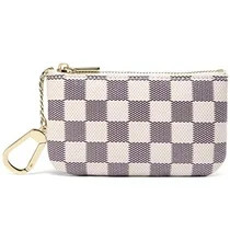 Daisy Rose Luxury Zip Checkered Key Chain pouch | PU Vegan Leather Mini Coin Purse Wallet with cl... | Walmart (US)
