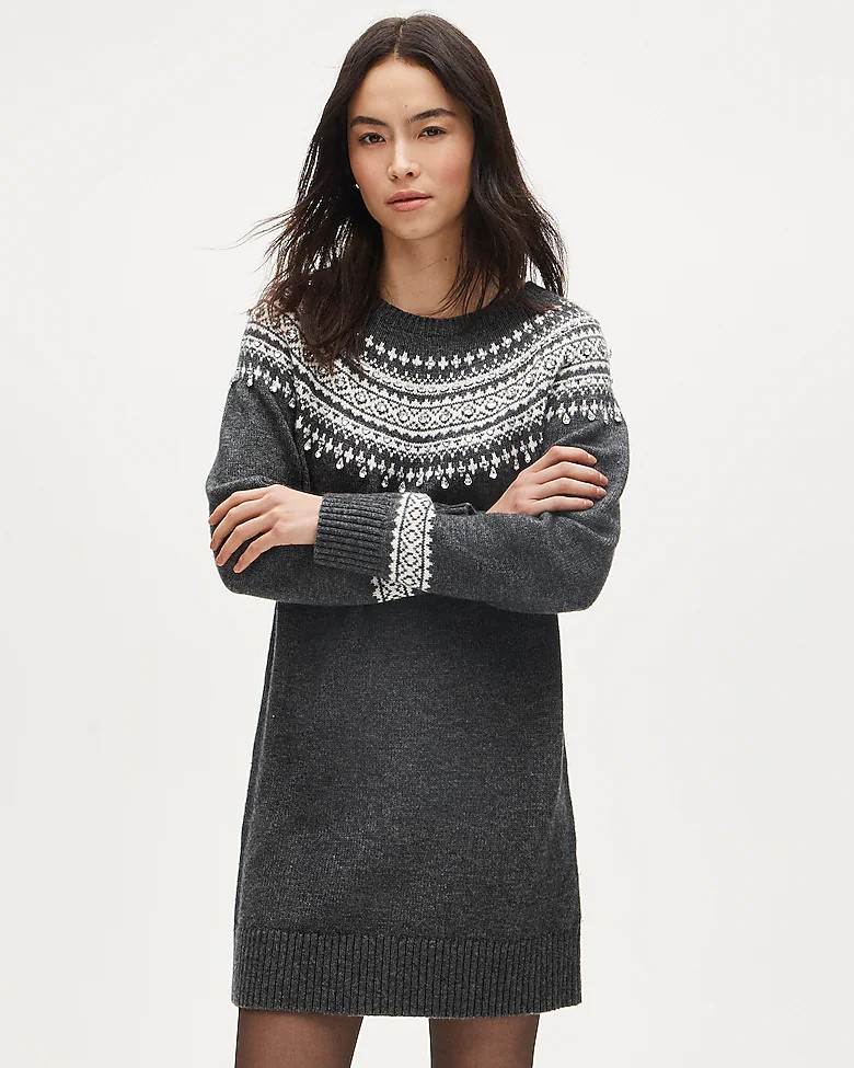 Collection embellished Fair Isle sweater-dress in vintage wool blend | J. Crew US