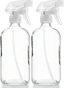 Empty Clear Glass Spray Bottles - Refillable 16 oz Containers for Essential Oils, Cleaning Produc... | Amazon (US)