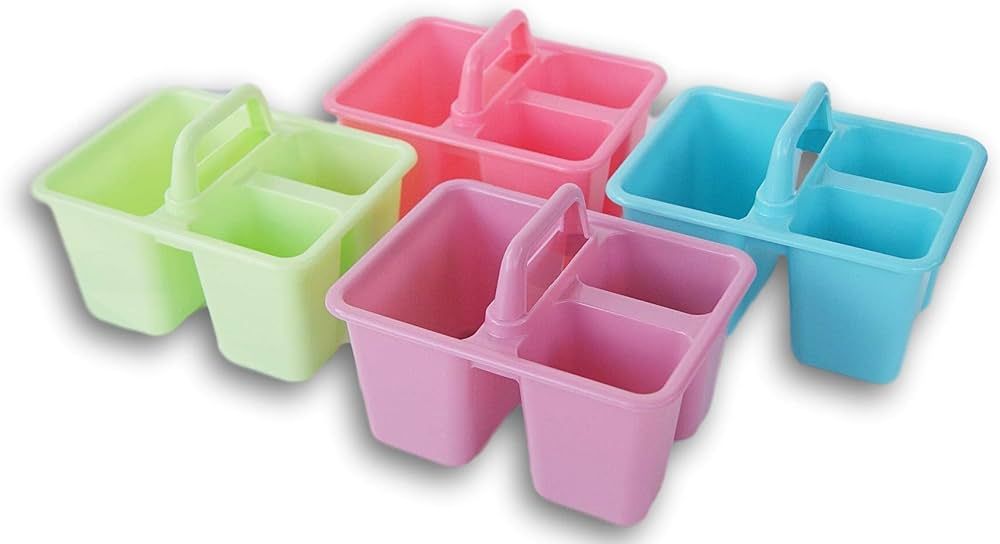 Aphyni Miniature Pastel School Stacking Caddy Tote Set - 4 Count - Pink, Blue, Green, Purple | Amazon (US)