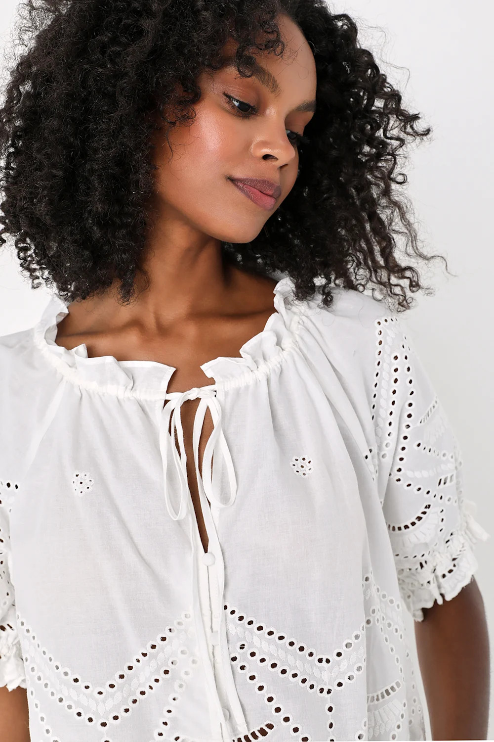 Beloved Bestie Ivory Eyelet Embroidered Button-Up Top | Lulus