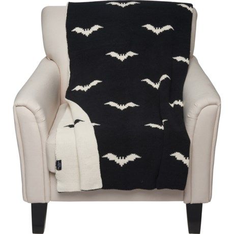 Well Dressed Home Bats Knit Throw Blanket - 50x60”, Black-White | Sierra
