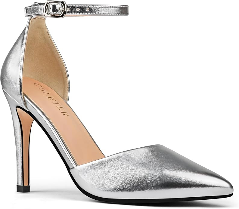 COLETER Women's 4Inch Pumps Pointed Toe Ankle Strap Stiletto Heels Party Wedding Dress Shoes | Amazon (US)