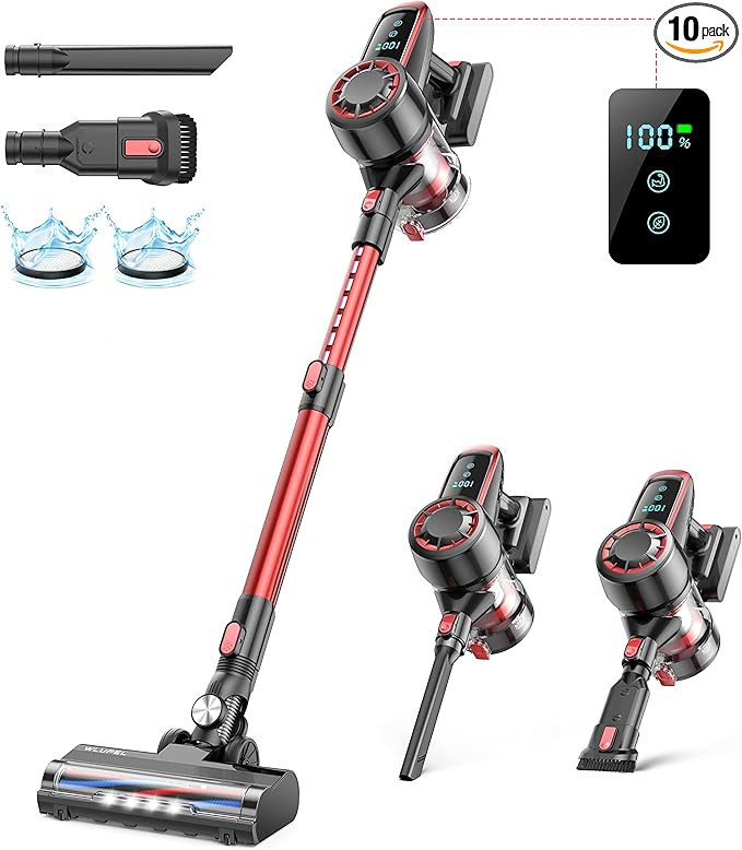 Cordless Vacuum Cleaner, WLUPLE Stick Vacuum Cleaner with 30KPA Powerful Suction, 400W Lightweigh... | Amazon (US)