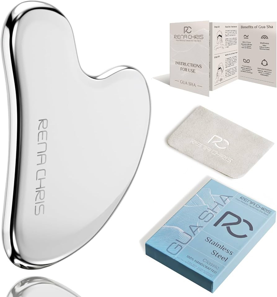 Rena Chris Gua Sha Facial Tools, Stainless Steel Gua Sha Stone, Face Guasha Tool for Jawline Scul... | Amazon (UK)