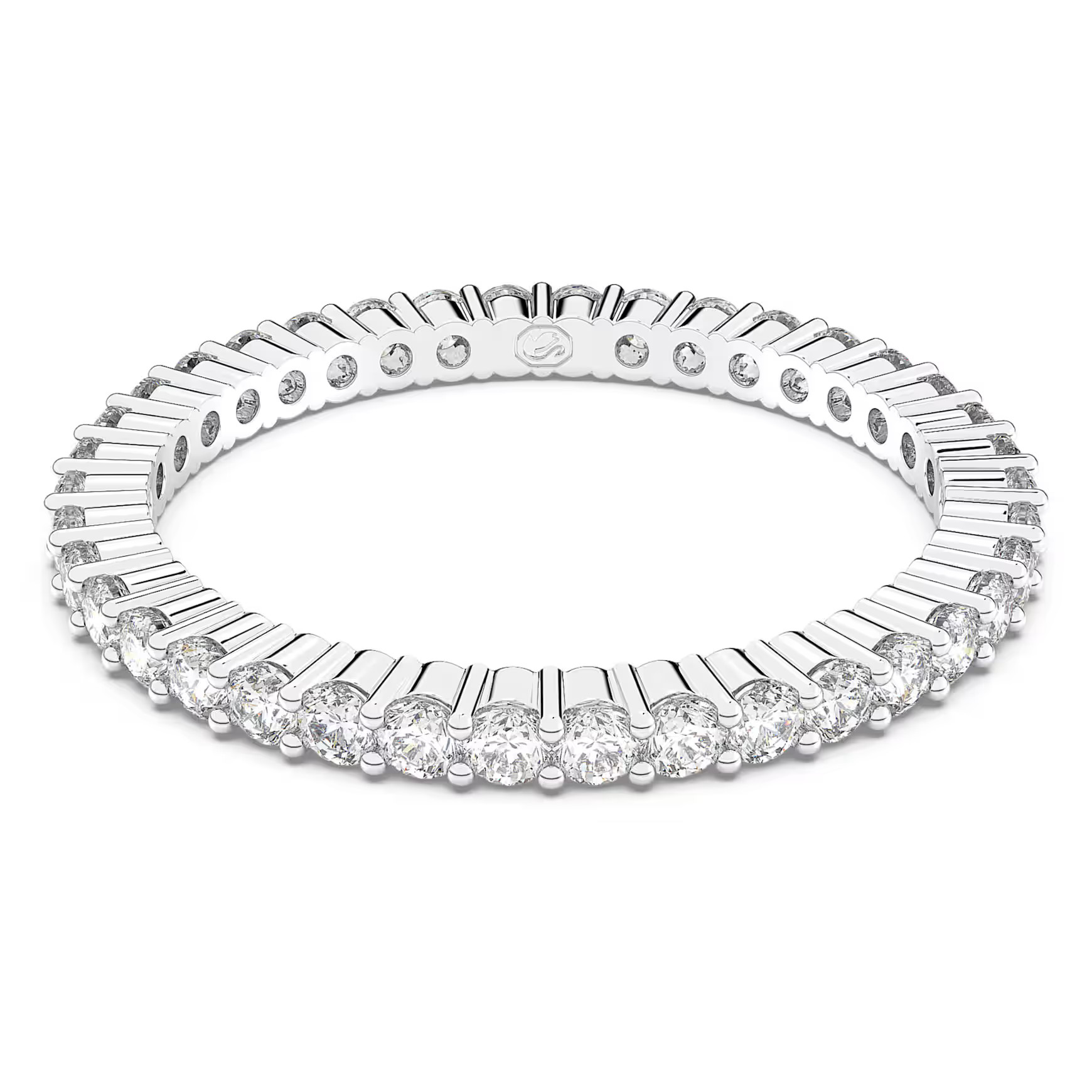 Matrix Vittore ring, Round cut, White, Silver-tone finish by SWAROVSKI | SWAROVSKI