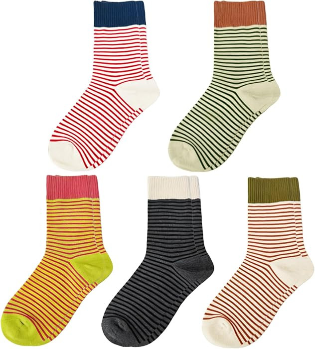 Cute Striped Socks for Women - Striped Fun Socks, Colorful Cotton Tube Sock | Amazon (US)