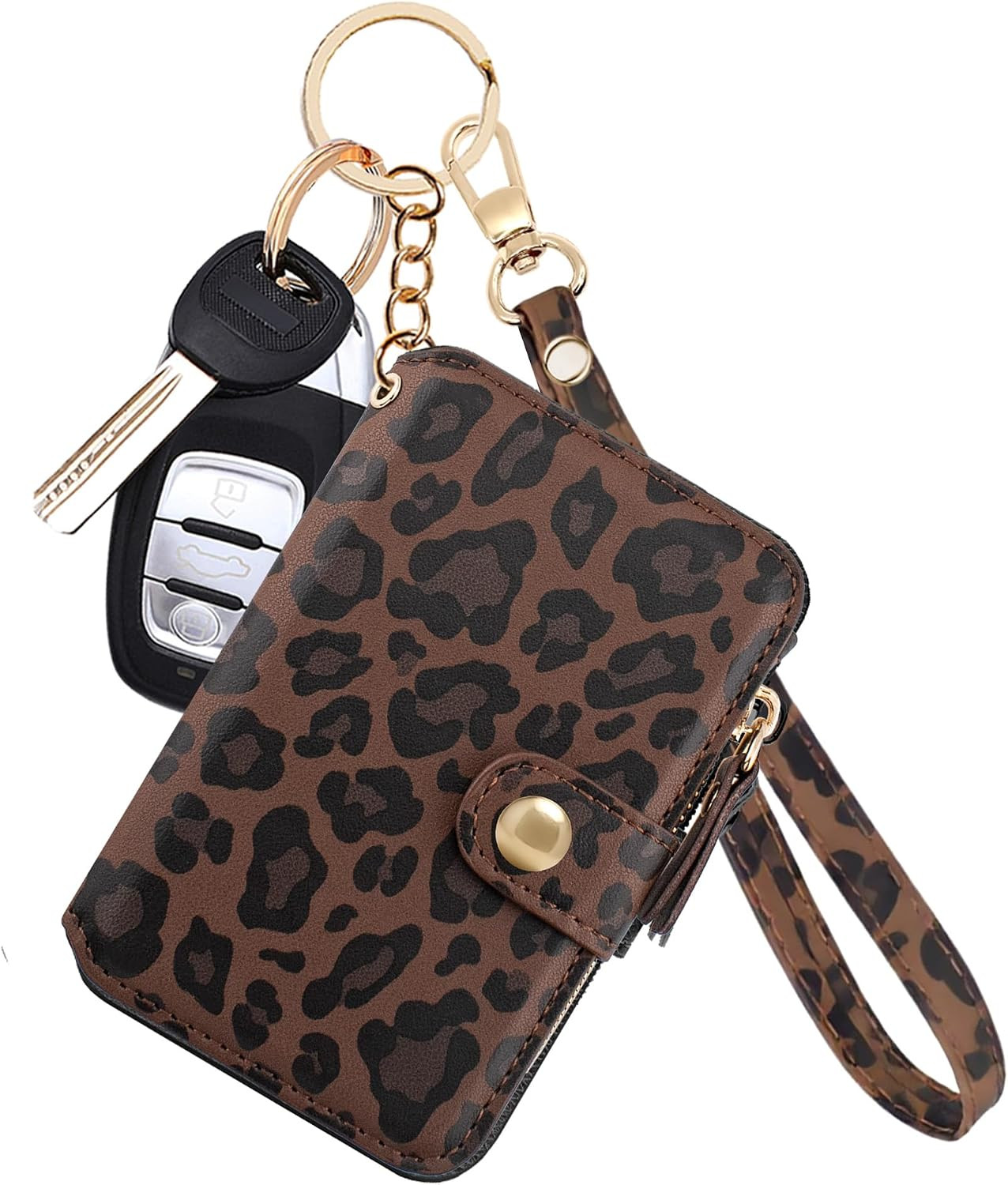 RFID Blocking Keychain Wallet With Leather Wrist Strap | Amazon (US)
