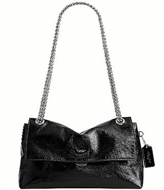 COACH Chelsea 30 Chain Strap Glazed Leather Shoulder Bag - Black | Dillard's