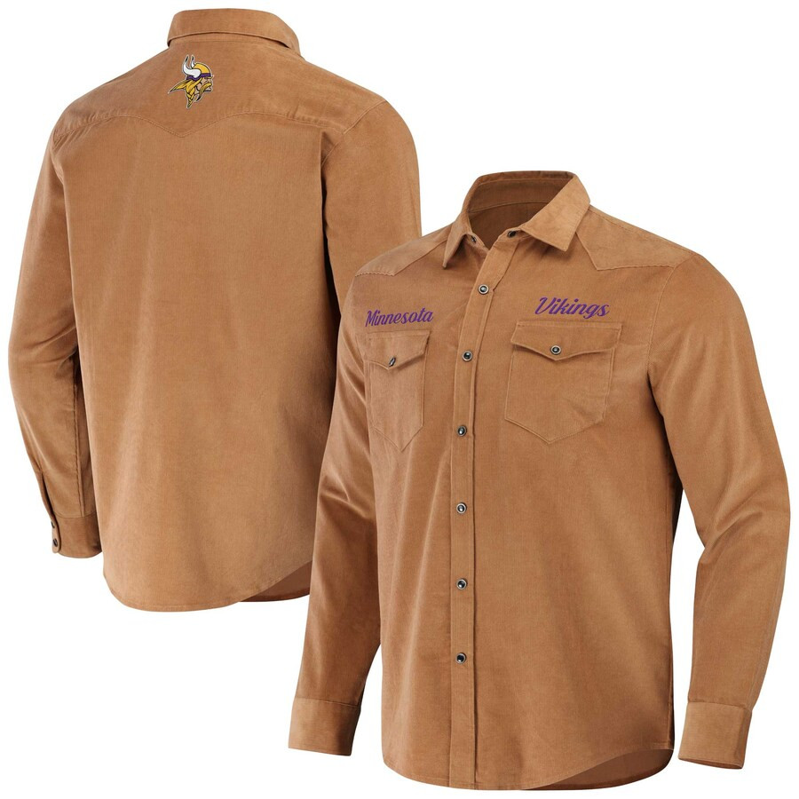 Minnesota Vikings NFL x Darius Rucker Collection by Fanatics Western Full-Snap Shirt - Tan | Fanatics