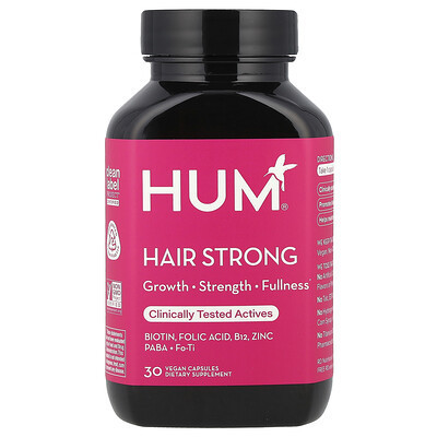 HUM Nutrition, Hair Strong, 30 Vegan Capsules | iHerb