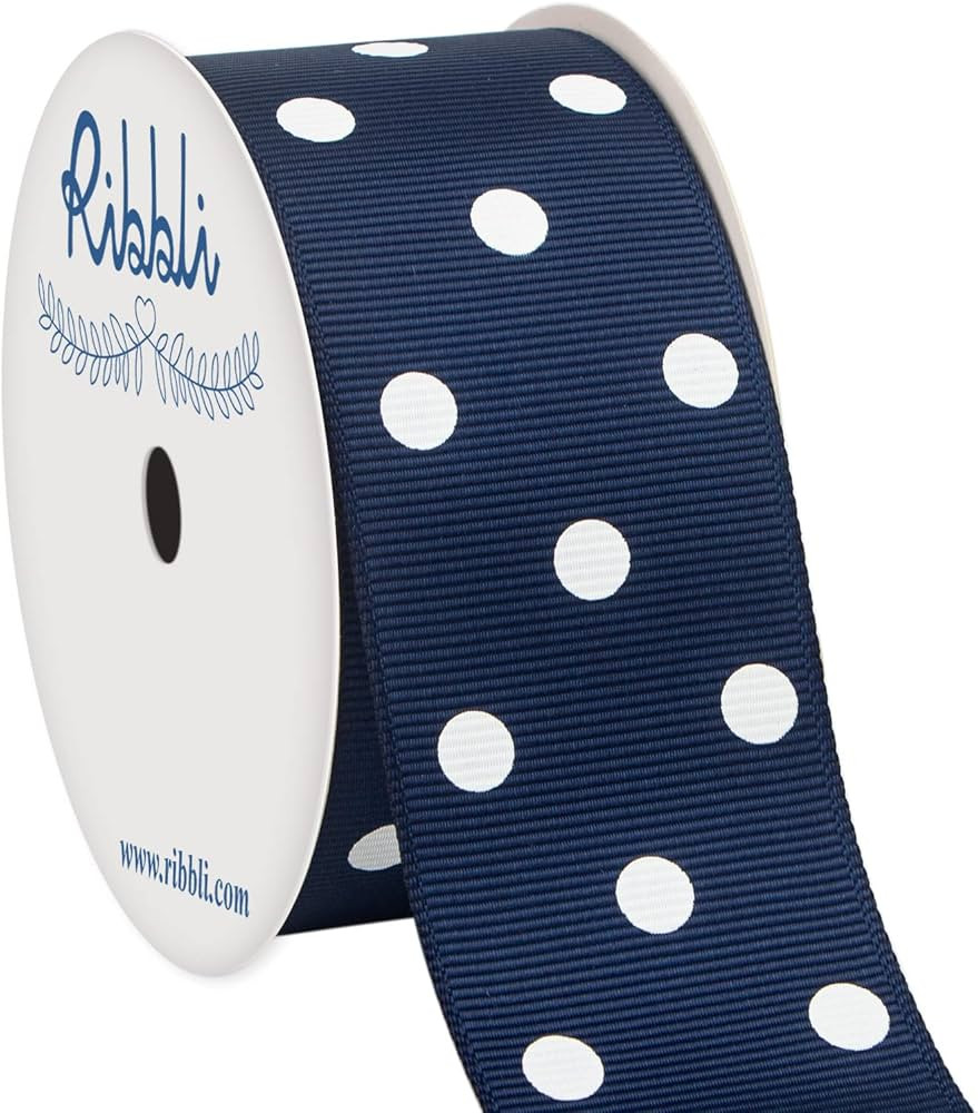 Ribbli Navy Grosgrain Polka Dot Craft Ribbon,1-1/2 Inch 10-Yard Spool,Navy with White Dots,Use fo... | Amazon (US)