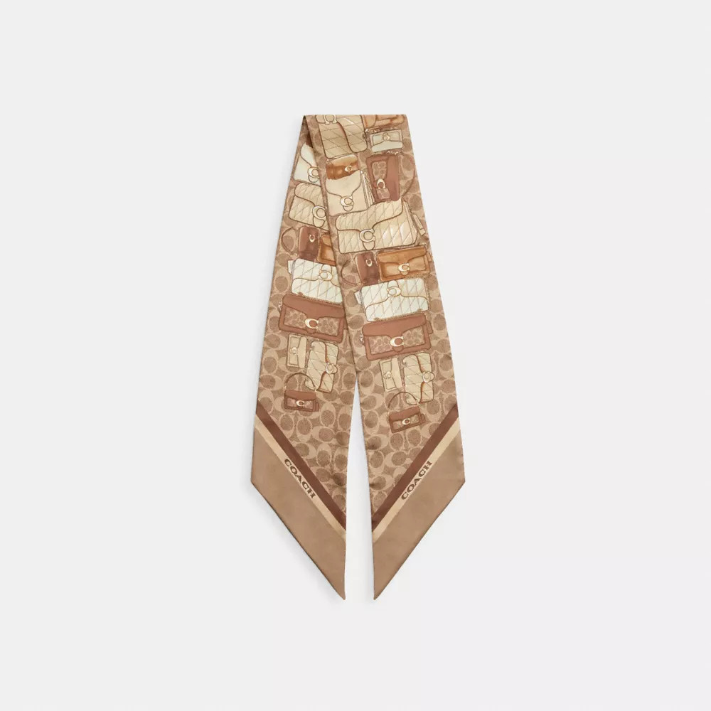 Stacked Tabby Bags Print Silk Skinny Scarf | Coach (US)