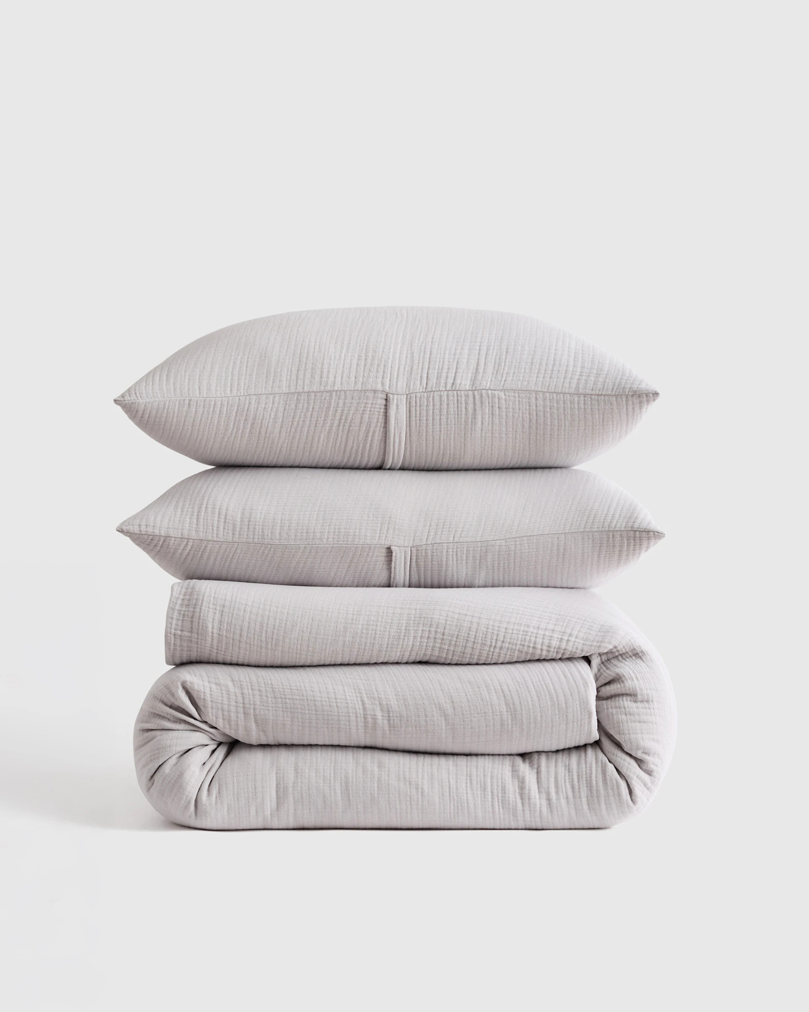 Organic Airy Gauze Duvet Cover Set in Light Grey | Quince