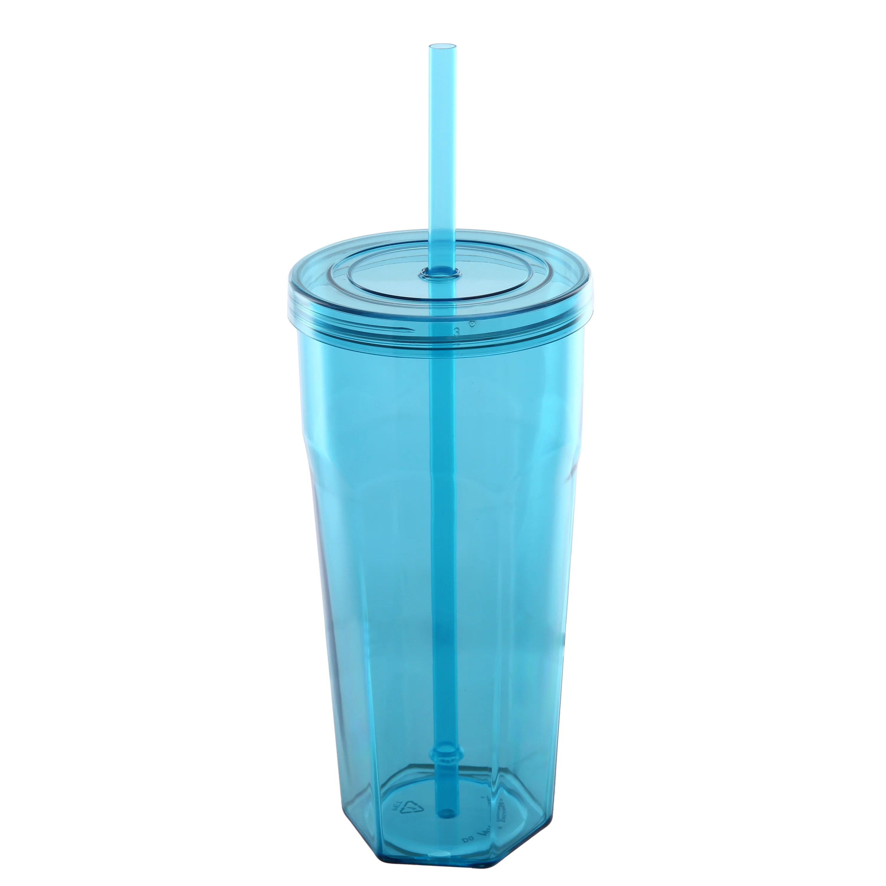 Mainstays 20oz Plastic Tumbler with Screw Top Lid and Straw, Blue - Walmart.com | Walmart (US)