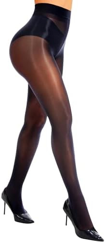 HONENNA Shiny Sheer Black Tights for Women Control Top Silk Sexy Stockings Ultra Shimmery Oil Hig... | Amazon (US)