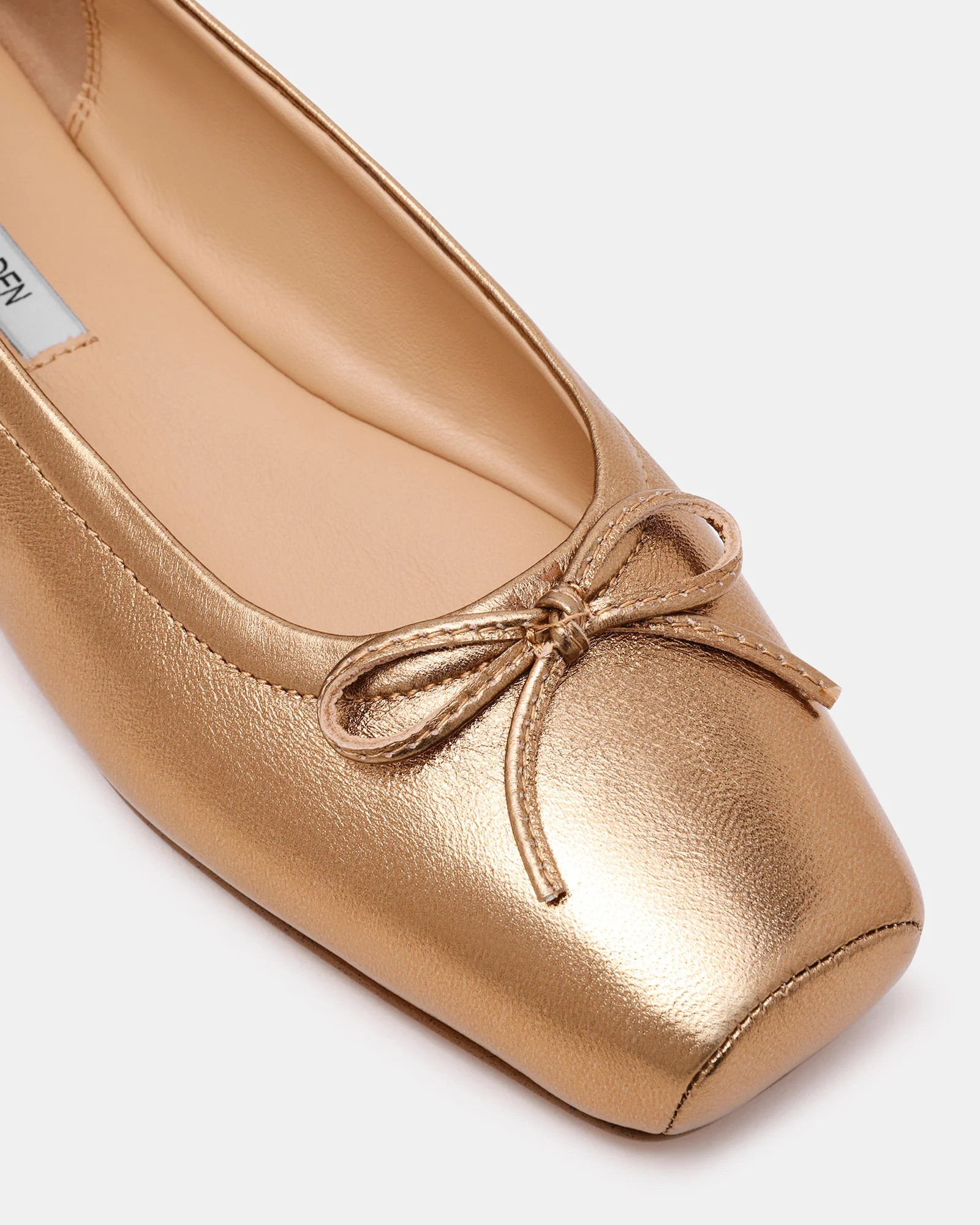 ELEVE Bronze Leather Ballet Square-Toe Women's Flat | Steve Madden (US)