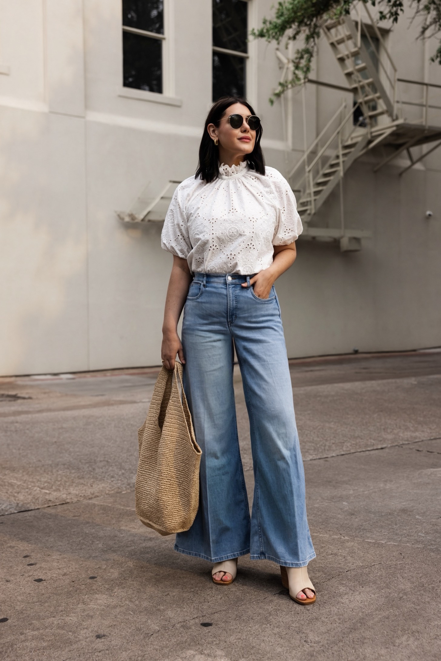 Love this @SEZANE top!

I’m in the 10 but it runs generously, if you don’t need length or chest room go down a size. 

I’m in the large of the @Spanx jeans but they run big!