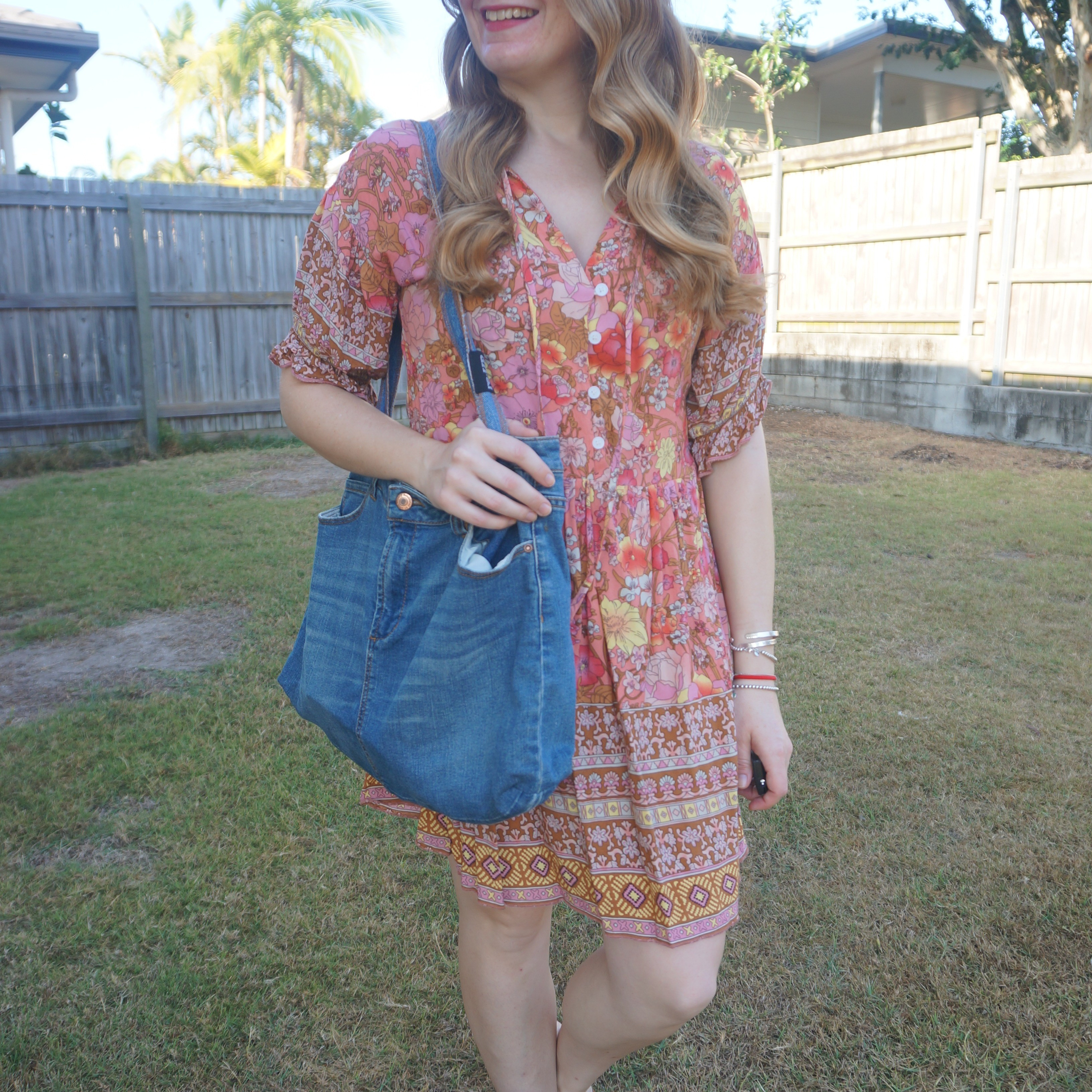 Floral babydoll dress with Reup upcycled denim tote bag, both opshop finds 💙🧡

#LTKbag #LTKaustralia #LTKspring