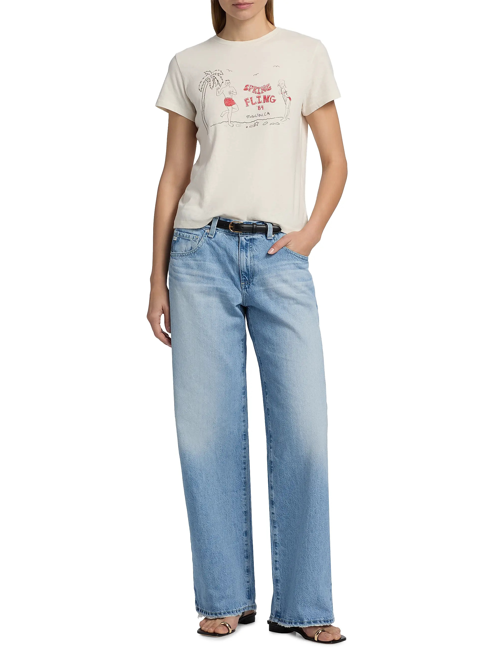 AG Jeans Adria Distressed Low-Rise Wide-Leg Jeans | Saks Fifth Avenue | Saks Fifth Avenue