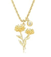 MYEARS Women Birth Flower Necklace Gold Birthstone 12 Month Bouquet Pendant Floral 18K Gold Vacuu... | Amazon (US)
