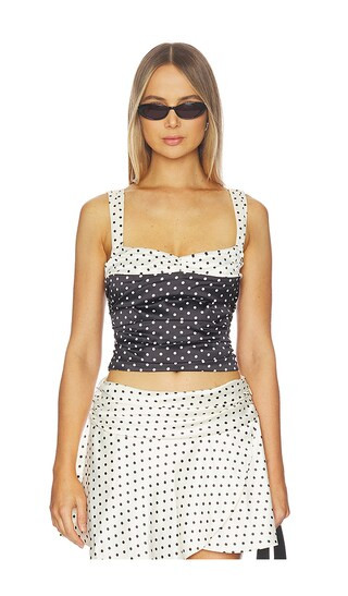 Mari Top in Black & Cream Polka Dot | Revolve Clothing (Global)