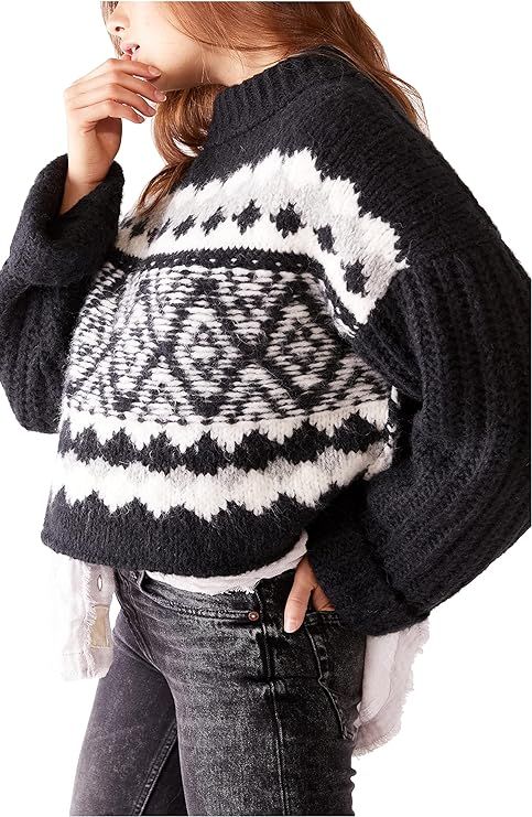 Free People Alpine Crop Mock Neck Sweater Onyx Combo S | Amazon (US)