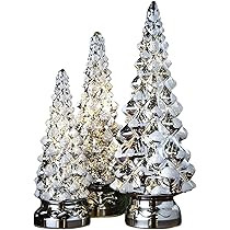 ART & ARTIFACT LED Tree Decor - Set of 3 Mercury Glass Christmas Tree Decorations - Lighted Tree ... | Amazon (US)