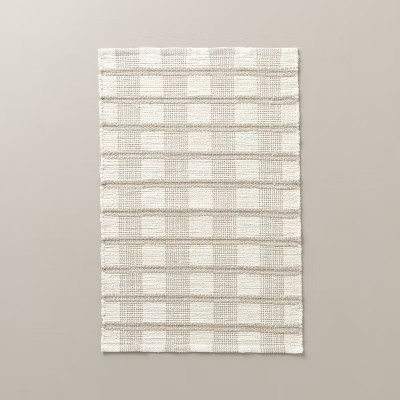 Rib Stripe Plaid Handmade Woven Area Rug Tan/Cream/Khaki - Hearth & Hand™ with Magnolia | Target