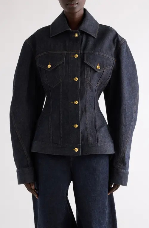 Givenchy Cocoon Waisted Denim Jacket in Dark Blue at Nordstrom, Size 4 Us | Nordstrom