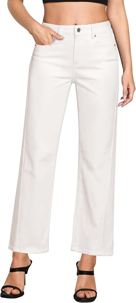 GRAPENT Straight Leg Jeans for Women High Waisted Trendy Ankle Length Forward Seams Stretchy Deni... | Amazon (US)