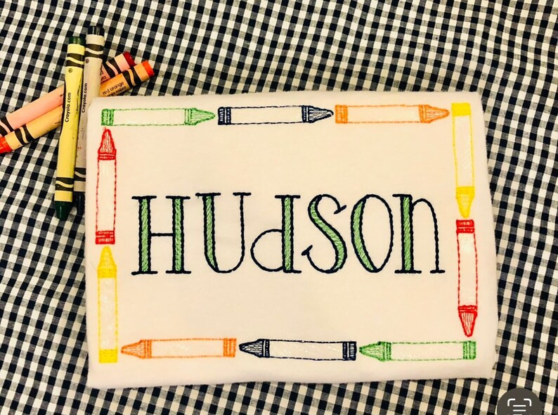 Boys Back to School Shirt/crayon Shirt/first Day of School Outfit/embroidery/boy Embroidery/perso... | Etsy (US)