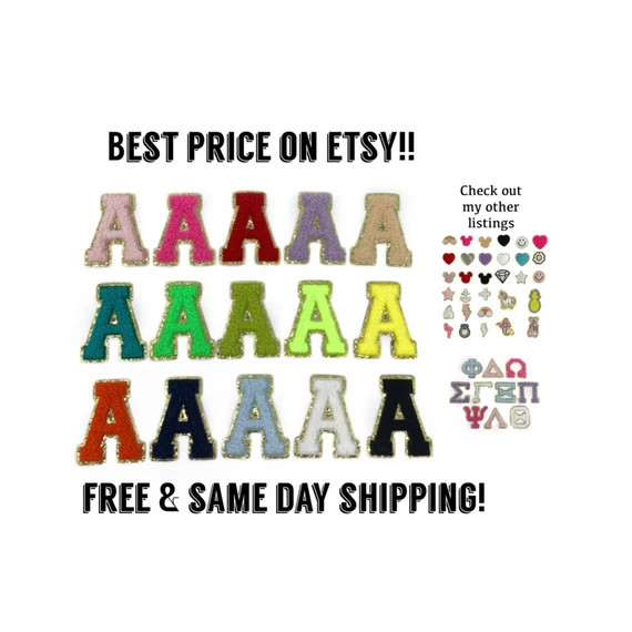 Chenille Iron on Patch and Stick on Letter Patch  A Through Z | Etsy | Etsy (US)