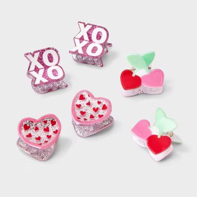 Girls' 6pk Valentine's Day Mini Claw Clip Set - Cat & Jack™ | Target