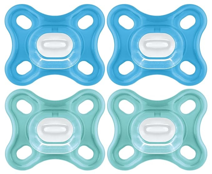 MAM Comfort Baby Pacifier, 100% Lightweight Silicone, 0-3 Months, Baby Boy (Pack of 4) | Amazon (US)