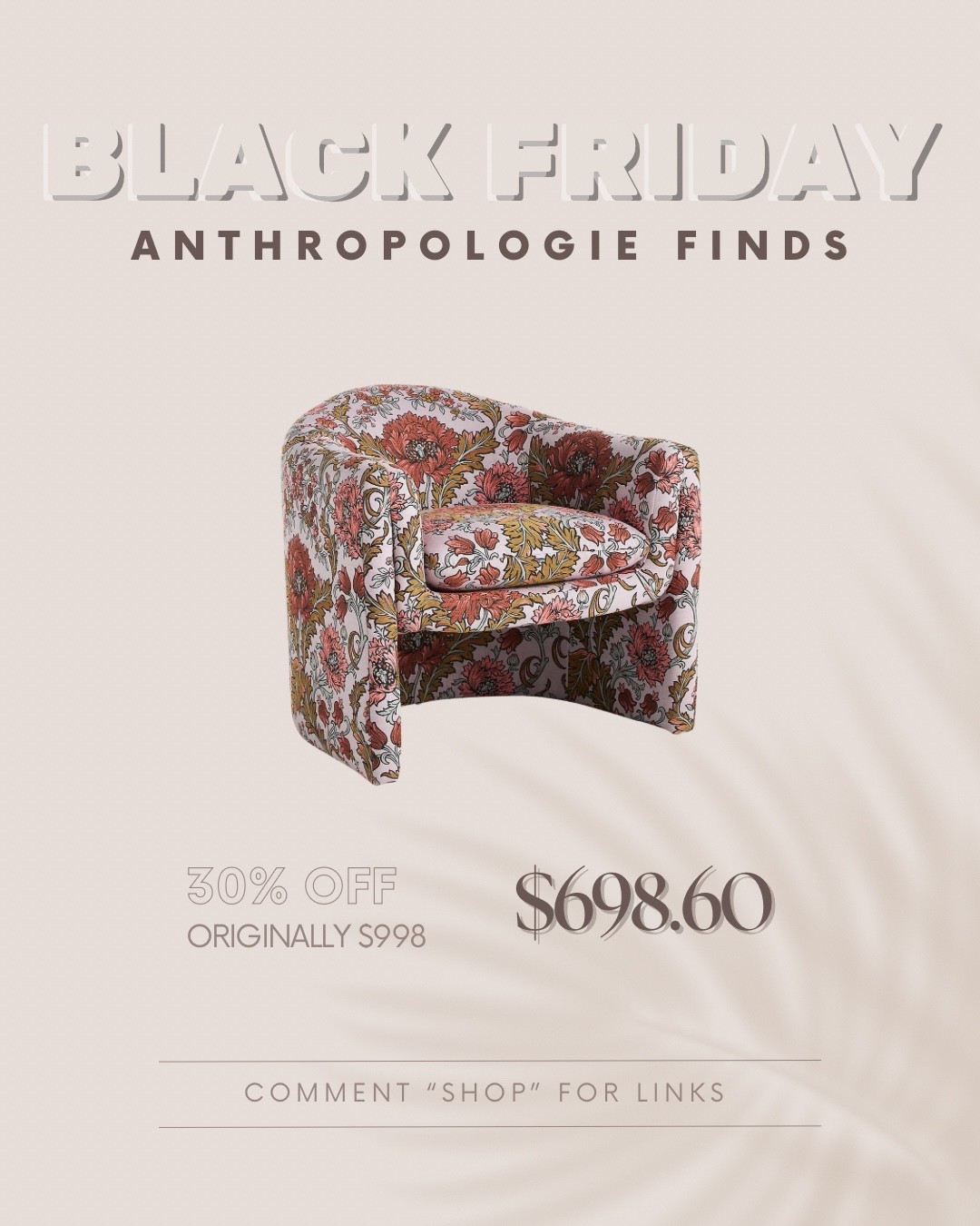 Anthro pieces are splurges for a reason! The quality, the craftsmanship and the timeless look! 🤎

But Black Friday finally makes them feel a little more justifiable.

I rounded up 12 of my absolutely favorite pieces from the sale!

This one is the Jylin Woven Sculptural Chair in Pink.

Comment SHOP and I’ll send you the links.

*I earn a small commission when sales are made through my LTK links, thanks for the support!*

#AnthropologieHome
#AnthroFinds
#BlackFridayDeals
#BlackFridayFinds
#HomeDecorInspo
#HomeStyleDaily
#InteriorLovers
#CozyHomeVibes
#NeutralHomeDecor
#FurnitureDeals
#HomeDecorSale

#LTKHome #LTKCyberWeek