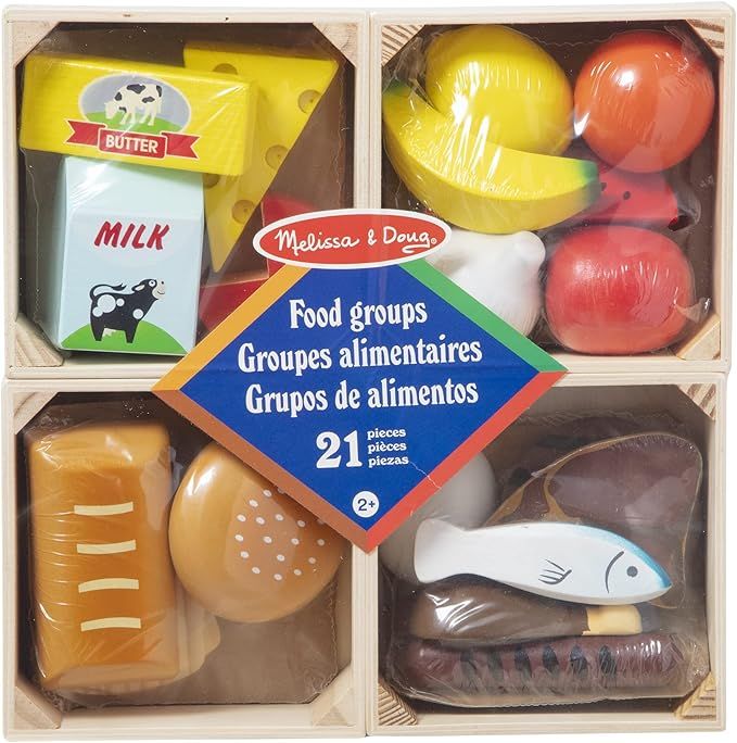 Melissa & Doug Food Groups - 21 Wooden Pieces and 4 Crates | Amazon (US)