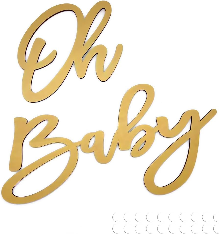 Oh Baby Sign for Backdrop, Large Wooden Baby Shower Sign Gold Letters Party Banner for Boy/Girl D... | Amazon (US)