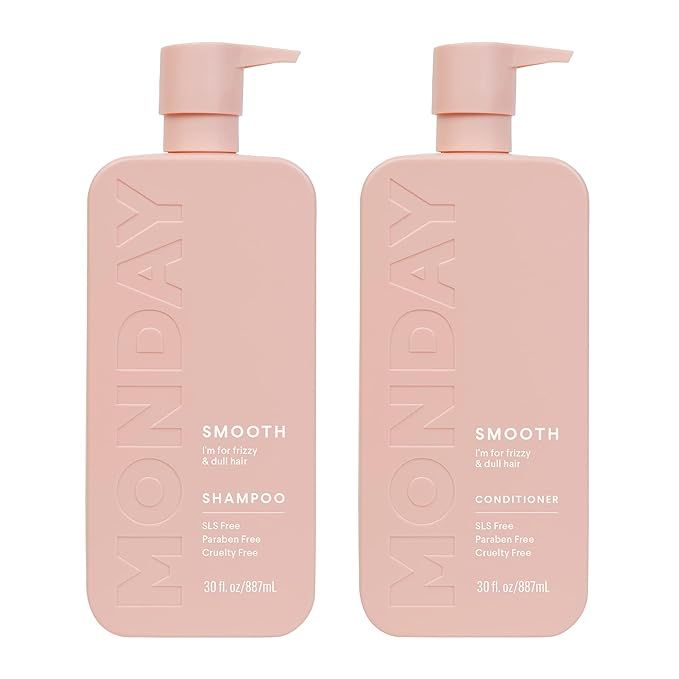 MONDAY HAIRCARE Smooth Shampoo + Conditioner Bathroom Set (2 Pack) 30oz Each for Frizzy, Coarse, ... | Amazon (US)
