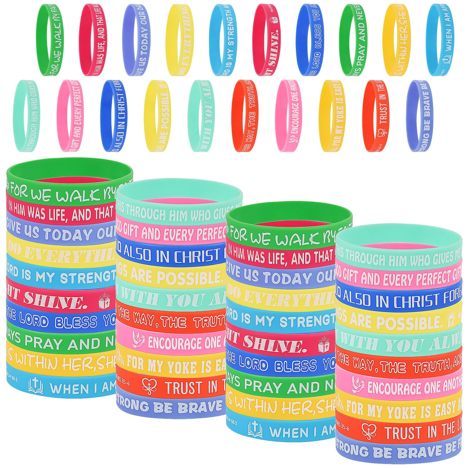 CCINEE 60pcs Bible Verse Bracelets Religious Silicone Wristbands Rubber Bracelets Christian Jesus... | Amazon (US)