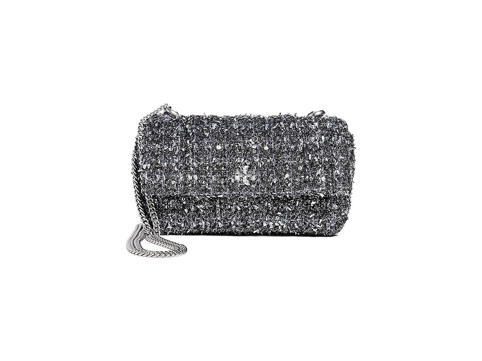 Tory Burch Kira Tweed Mini Flap Bag Satchel Women's Handbags Black, Leather/Polyester | Zappos