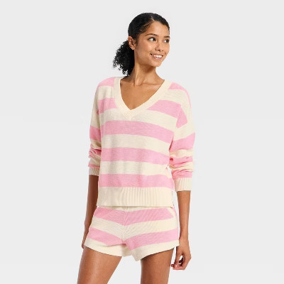 Women's Striped V-Neck Sweater Top - JoyLab™ | Target