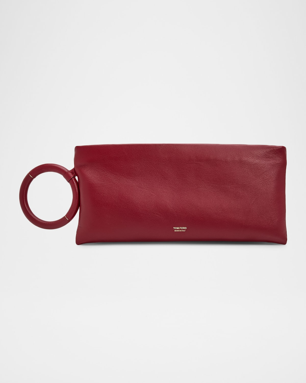 Ring Elongated Leather Clutch Bag | Neiman Marcus