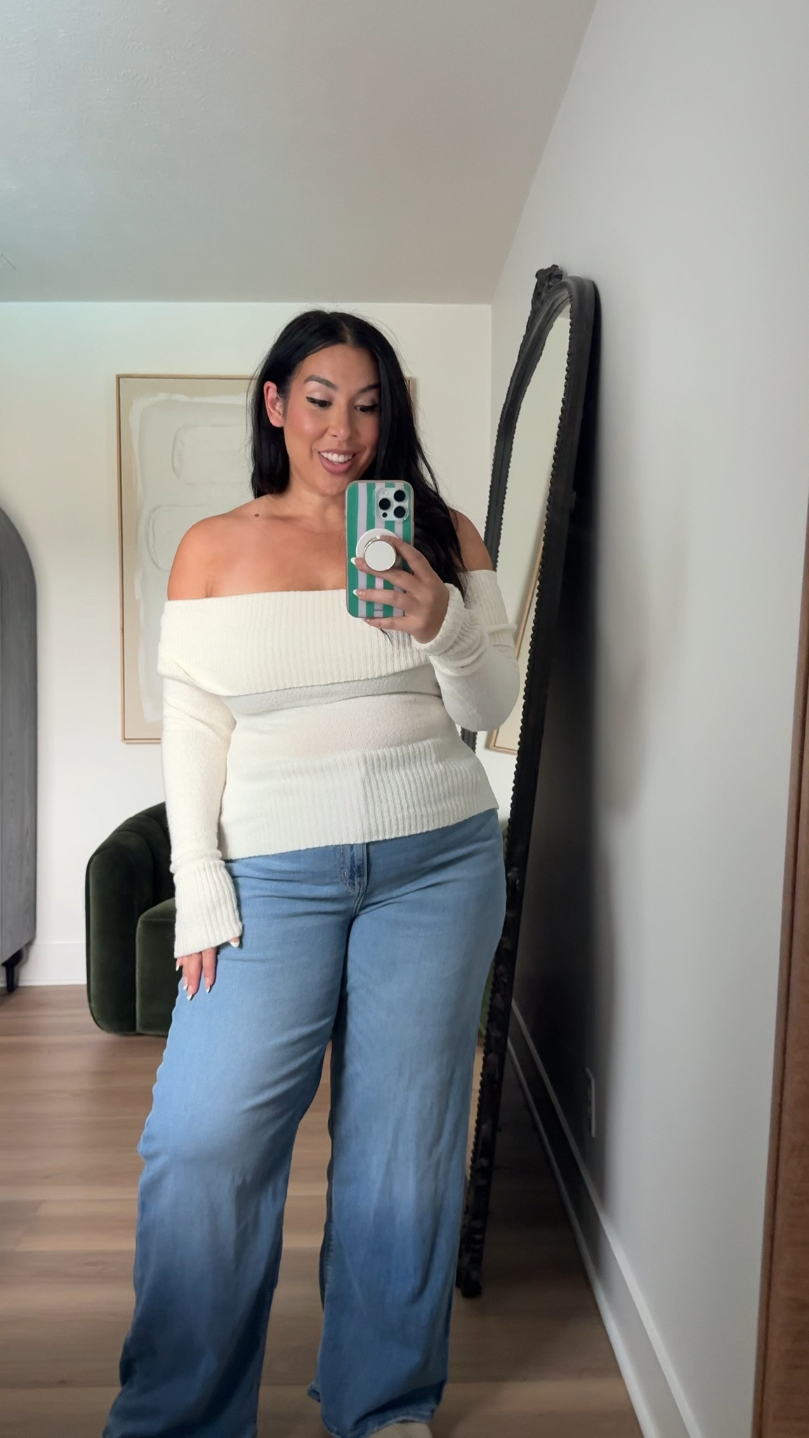 This sweater is so nice! Lightweight and you can wear it with a skirt, denim! Wearing a XL, 33long in denim! ae, american eagle, fall style, fall fashion, denim, fall sweater 

 #LTKSeasonal #LTKMidsize