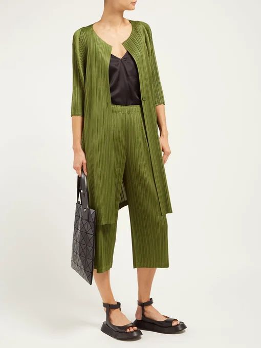 Tech-pleated collarless coat | Matches (US)