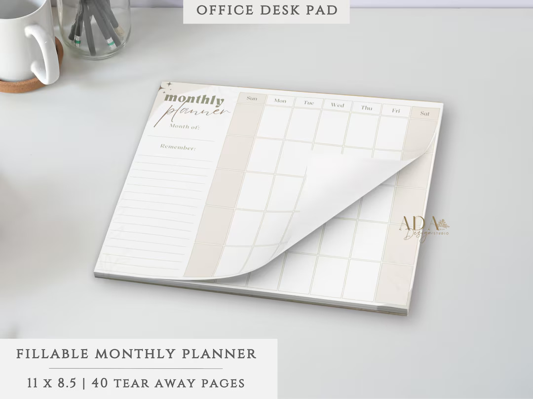 Boho Monthly Calendar Notepad | 11x8.5 Desk Planner | Fill-in Monthly Organizer | Tear-off Notepa... | Etsy (US)