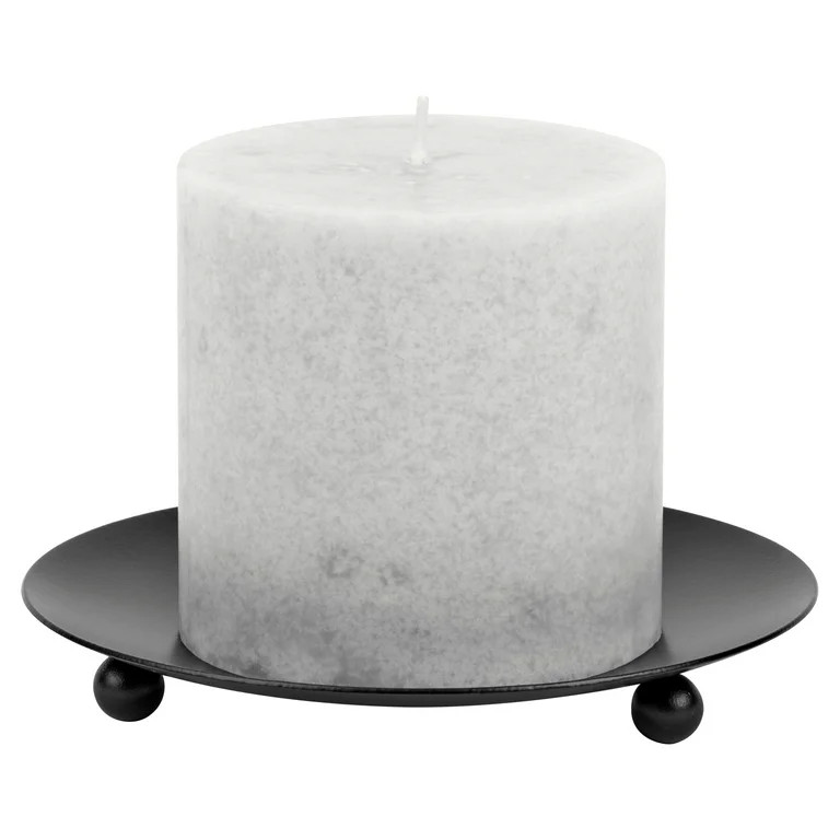 Mainstays 5" Decorative Black Metal Pillar Tealight Candle Holder Plate | Walmart (US)