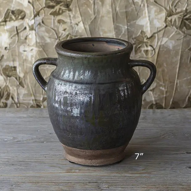 Smoke Glazed Terracotta Pot Vase | Antique Farm House