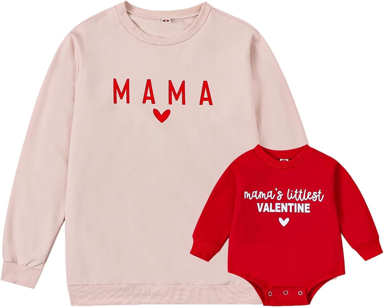 Winioder Mommy and Me Matching Outfits Letter Print Crewneck Pullover Sweatshirt Long Sleeve Shir... | Amazon (US)