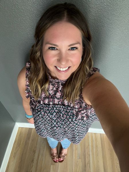 Feels like Spring is here and I’m loving the warm weather to wear some different clothes in my closet. These casual jeans are so comfortable and perfect with sandals. I absolutely loved the prints on this top. I will definitely be wearing it all Spring. Paired it with a really fun beaded bracelet to finish my look  

#LTKshoecrush #LTKmidsize #LTKfindsunder50